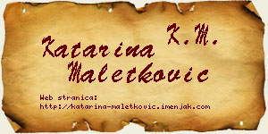 Katarina Maletković vizit kartica